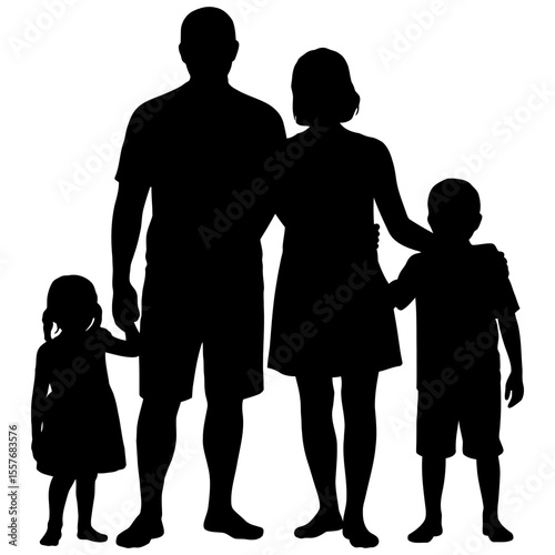 Silhouette of a family with two children