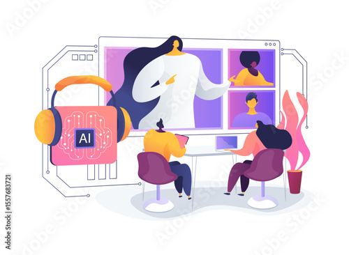 Smart Noise-Canceling Software for Virtual Meetings abstract concept vector illustration.
