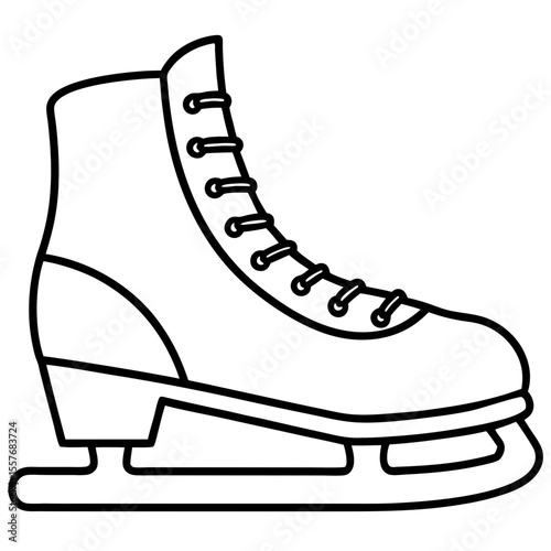 Winter Ice Skating Shoes Line Drawing