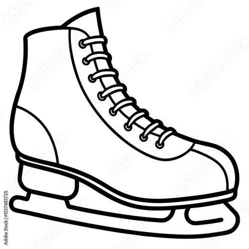 Winter Ice Skating Shoes Line Drawing
