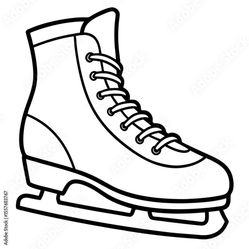Winter Ice Skating Shoes Line Drawing