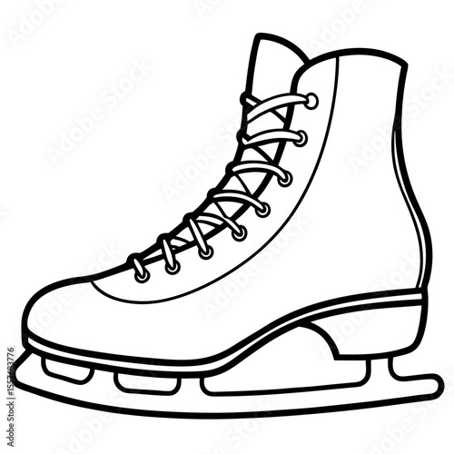 Winter Ice Skating Shoes Line Drawing