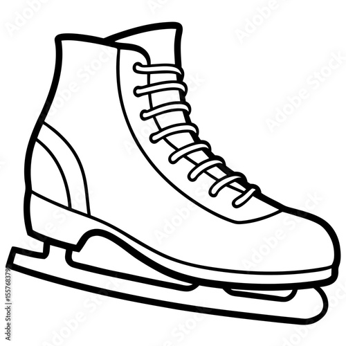 Winter Ice Skating Shoes Line Drawing