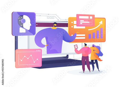 AI-Driven Performance Analytics for Remote Teams abstract concept vector illustration.