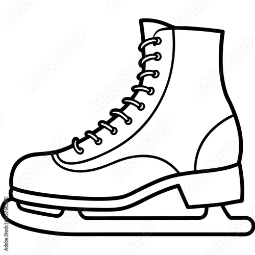 Winter Ice Skating Shoes Line Drawing