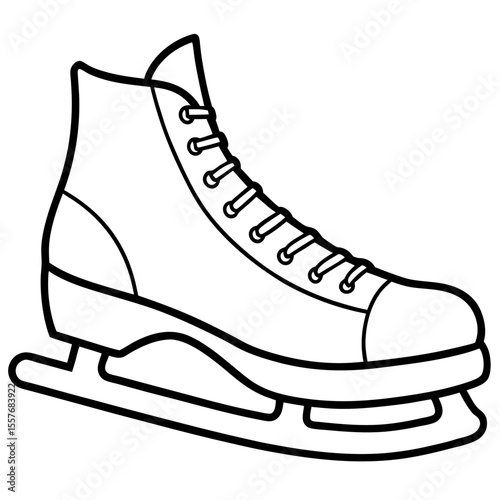 Winter Ice Skating Shoes Line Drawing