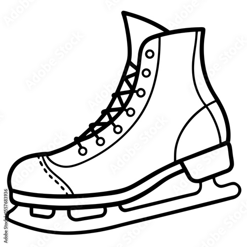 Winter Ice Skating Shoes Line Drawing