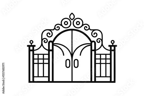 Detailed Gate Outline Design for Garden Decor or Ornamental Ironwork