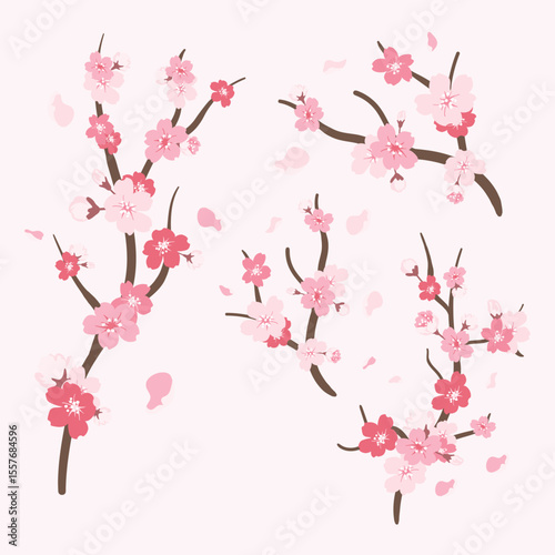 Cherry Blossom branches: A delicate watercolor illustration captures the ephemeral beauty of cherry blossom branches, celebrating the arrival of spring with a soft, dreamy aesthetic.