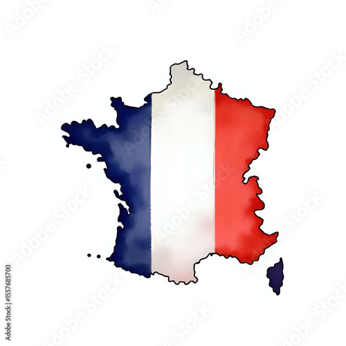 France map with french flag colors vector illustration for travel and tourism design ideas