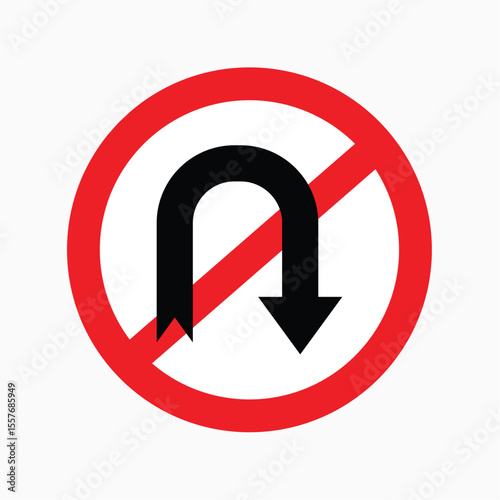 No U-Turn Traffic Sign: The universal prohibition symbol warns against turning around. A clear and concise graphic that promotes safety and navigations. 