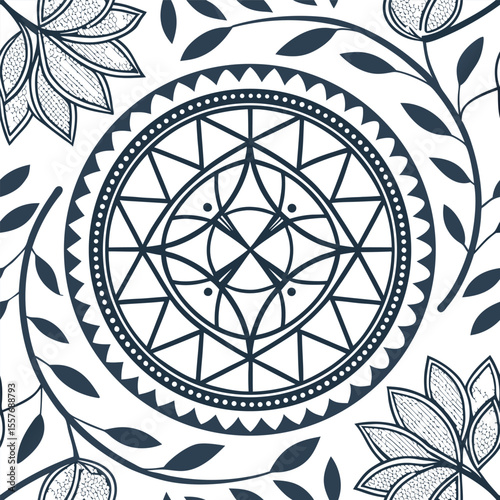combine the rigid geometry of a yantra mandala Isolated mandala in vector.