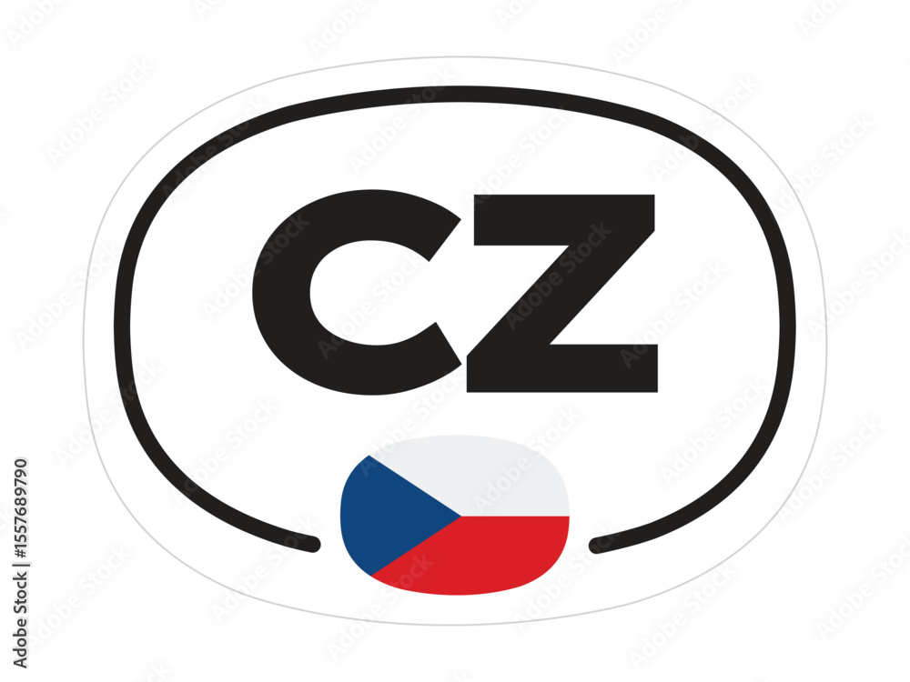 Czech Republic Oval Country Code Sticker – CZ with National Flag – High Quality Vectorial Stock Image Czech Republic Oval Country Code Sticker – CZ with National Flag – High Quality Vectorial Stock Image