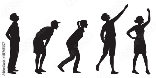 Silhouettes of People in Various Poses: Evolution, Progress, and Growth