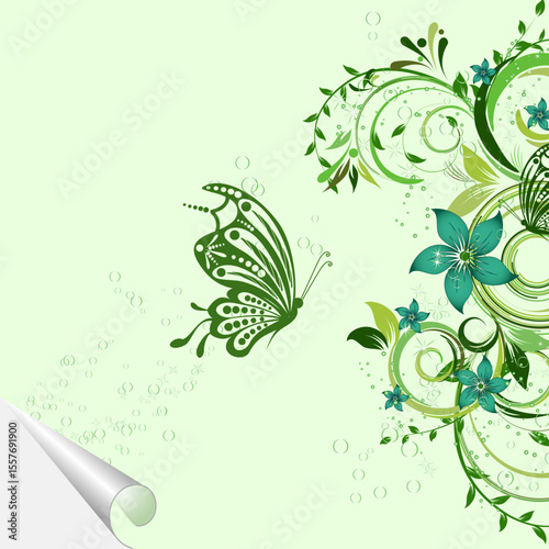 floral creative decorative abstract background with butterfly