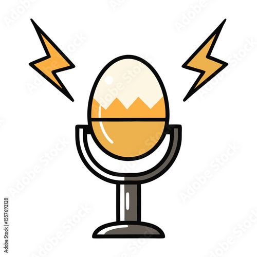 Boiled egg in holder with lightning bolts stand breakfast