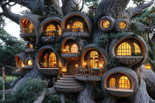 The house  on the tree and many rooms 