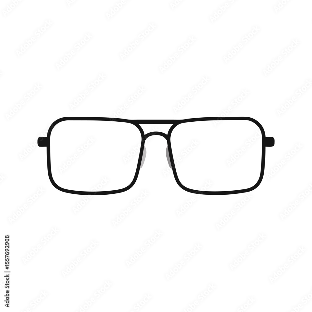 Fototapeta premium Rectangular Eyeglasses Icon, Minimalist Black Vector for Style, Professional Branding, and App or Website Interface Use