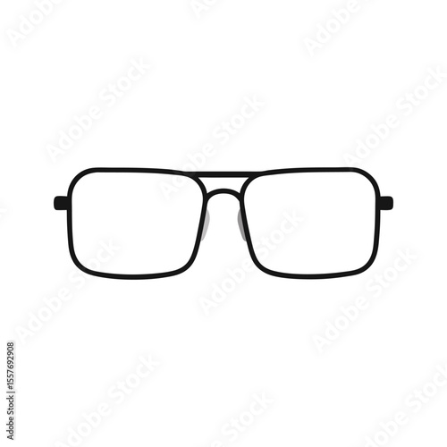 Rectangular Eyeglasses Icon, Minimalist Black Vector for Style, Professional Branding, and App or Website Interface Use