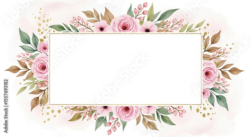 Wallpaper Mural Delicate Floral Frame with Gold Accents Torontodigital.ca
