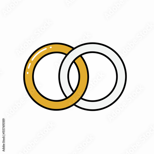 Intertwined wedding rings gold and silver rings symbolize love and fidelity. Elegant wedding rings design perfect for invitations or announcements.  This image represents a day of family,
