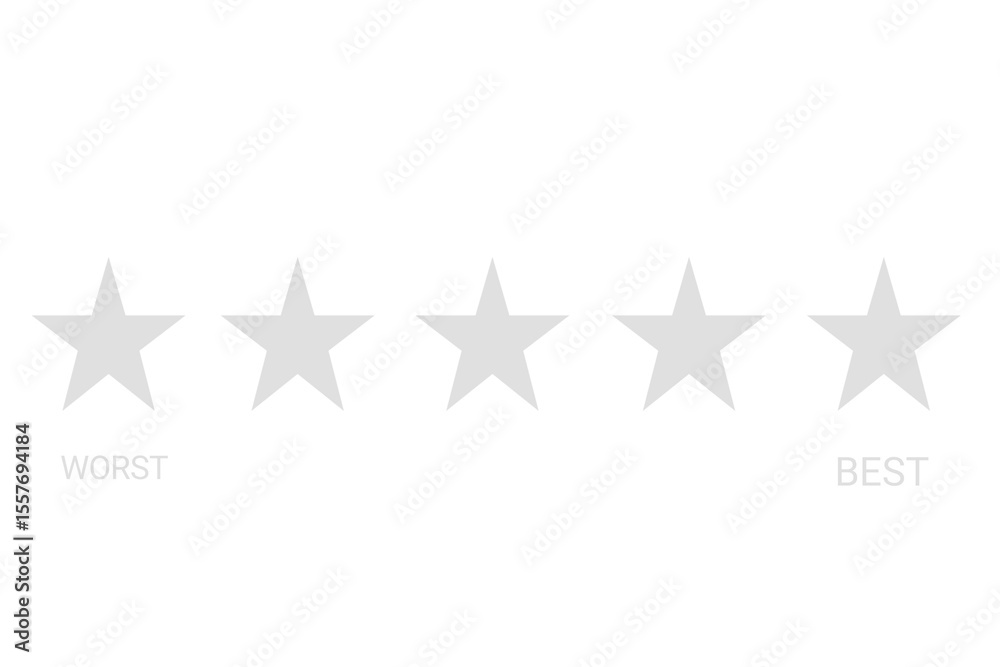 Five-star rating scale from worst to best for customer reviews Five-star rating scale from worst to best for customer reviews