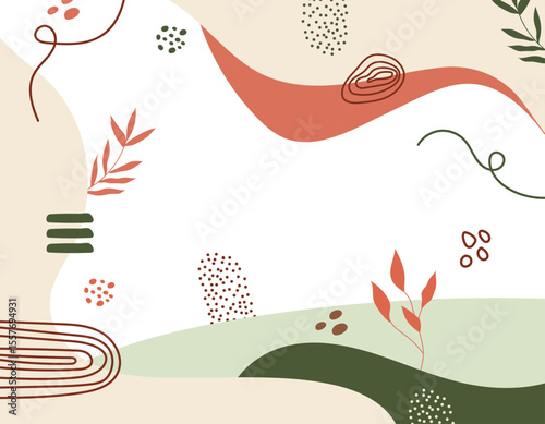 Abstract Organic Composition: An intricate blend of organic shapes, flowing lines, and natural elements. This abstract artwork radiates a sense of calm and aesthetic harmony.