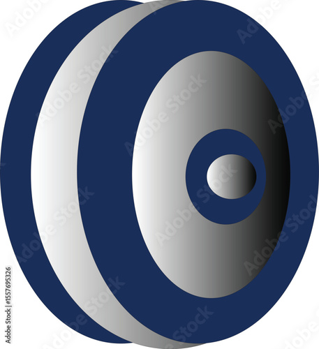Blue yin yang icon illustrating a compact disc design with a technology symbol