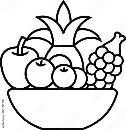 Funny cartoon fruit and berries character illustration with a happy green leaf face and sweet ripe smile perfect for a healthy food design