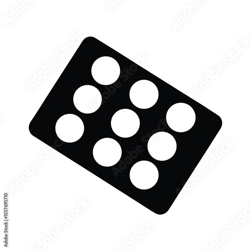 Pill Pack Icon, Black and White Minimalist Healthcare Vector for Medical Themes, Pharmacy App, and Health UI Projects