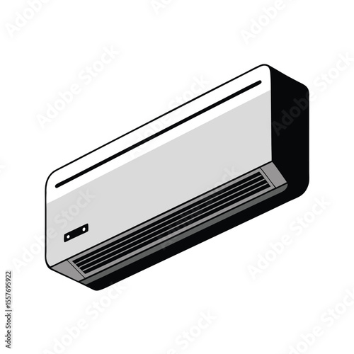 Air Conditioner Unit Icon, Isometric Black Minimalist HVAC Vector for Cooling, Interior Design, and Smart Home Technology