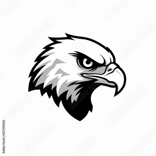 Majestic eagle head profile, powerful bird of prey, bald eagle head illustration, perfect for Independence Day themed designs. This striking eagle image is ideal for patriotic graphics,