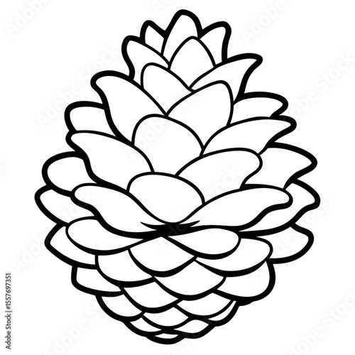 Botanical Pine Cone Line Drawing Vector