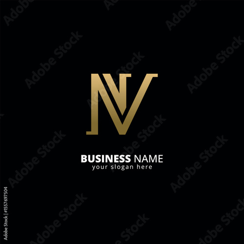 Creative N and V Letter Logo, Luxury Monogram Design.