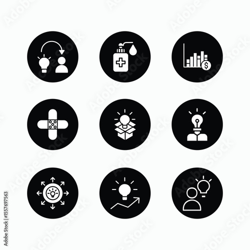 Business and idea black icon collection.