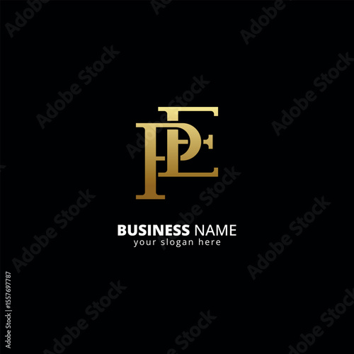 Creative P and E Letter Logo, Luxury Monogram Design.