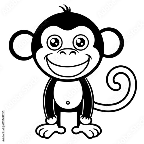monkey---circle-shapes---limbs---tail---smiling
