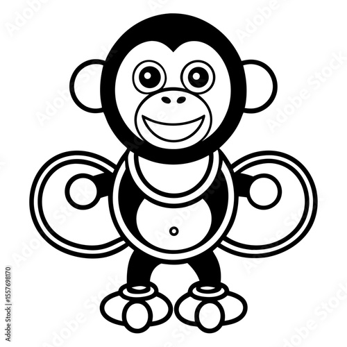 monkey---circle-shapes---limbs---tail---smiling