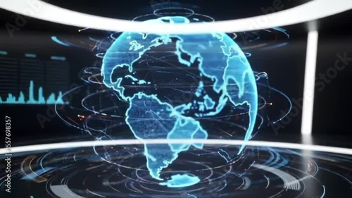 Holographic Rotating Globe with Global Data Visualization