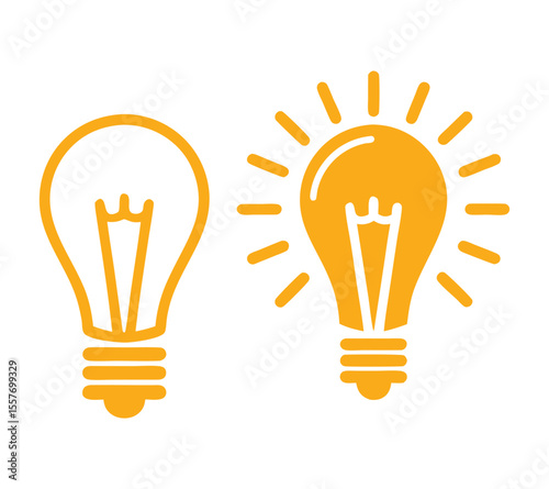 Light Bulb Idea Icon Set, Vector symbol for creativity and innovation On White Background
