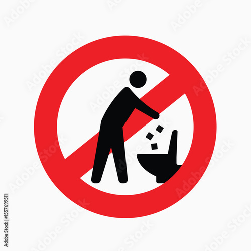 No Littering Sign: A bold, minimalist icon communicates the essential message, discouraging the act of littering. Emphasizing environmental consciousness.