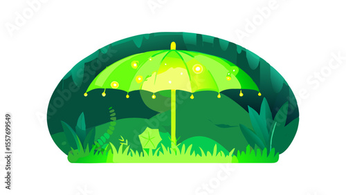 green umbrella and grass