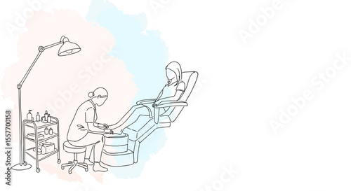 Nail technician providing manicure to client in modern salon  