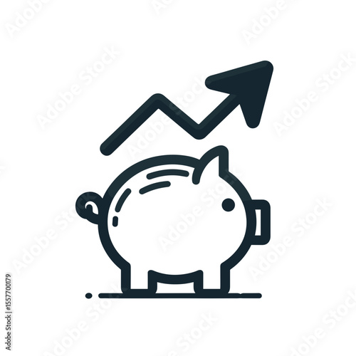 Piggy bank with growth arrow representing savings and investment  
