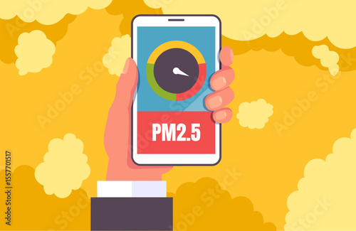 Air pollution city factory technology measurement concept. Vector graphic design illustration