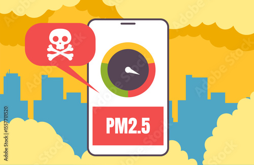 Air pollution city factory technology measurement concept. Vector graphic design illustration