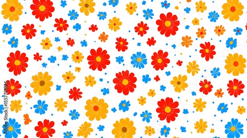Vibrant Colorful Flower Pattern Seamless Design