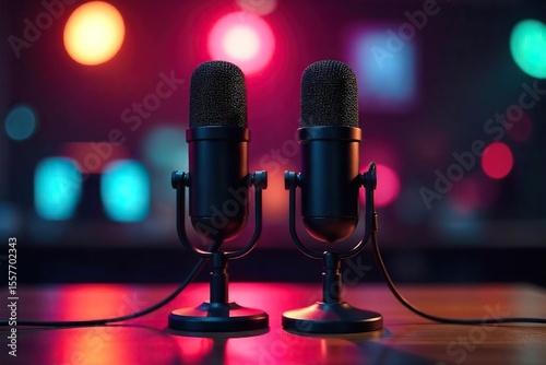 Two Microphones Ready for a Collaborative Presentation or Podcast Partnership