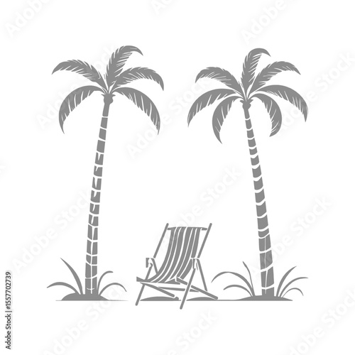 Palm Trees and Beach Chair Illustration