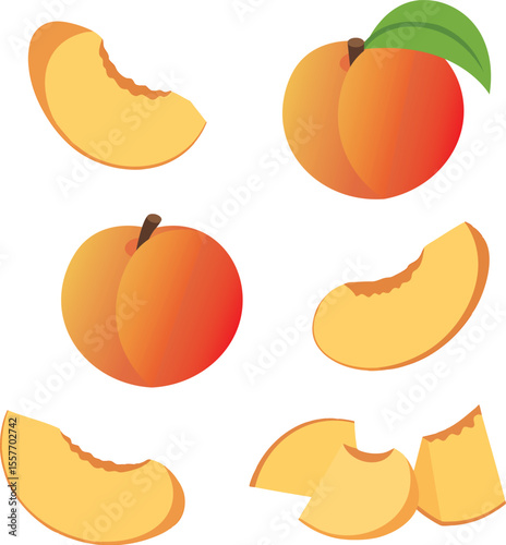 Peach Paradise: A captivating composition of luscious peaches and delicate peach slices against a clean backdrop, evoking freshness and natural sweetness.